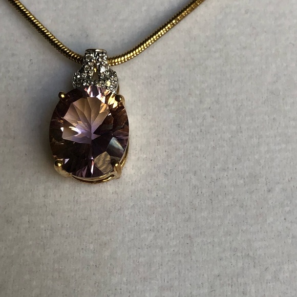 Mandiore Ametrine Lazer Concave Cut & Diamonds with Heavy Chain